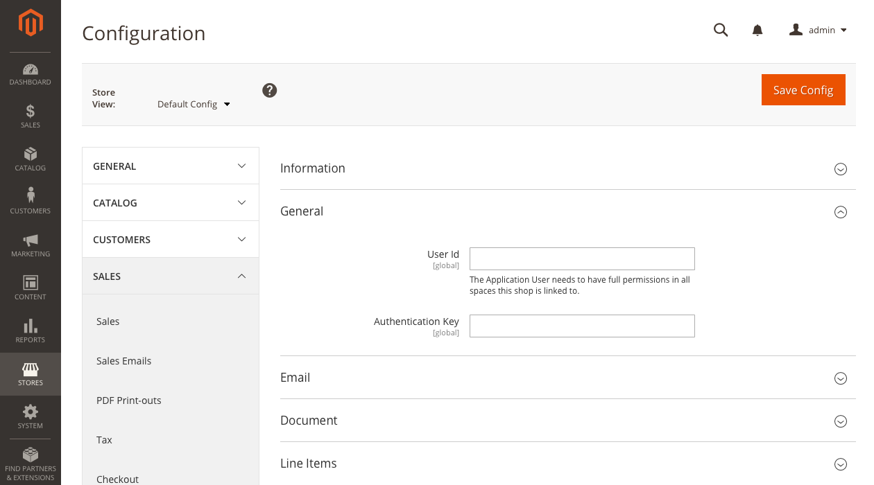 application user configuration