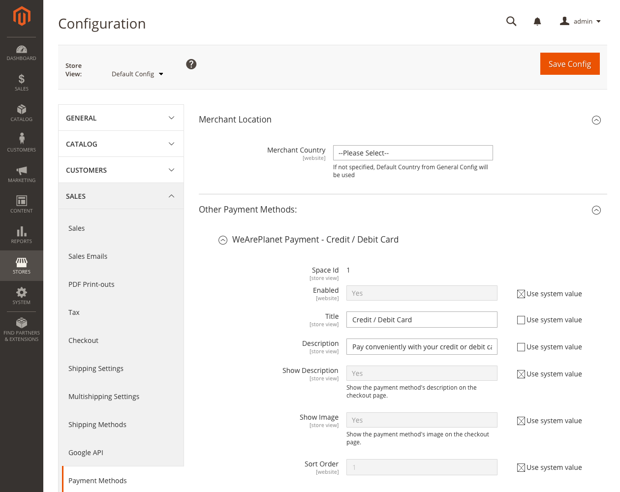 payment method configuration