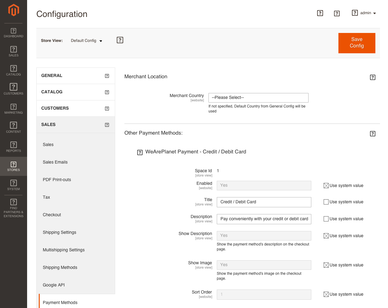 payment method configuration