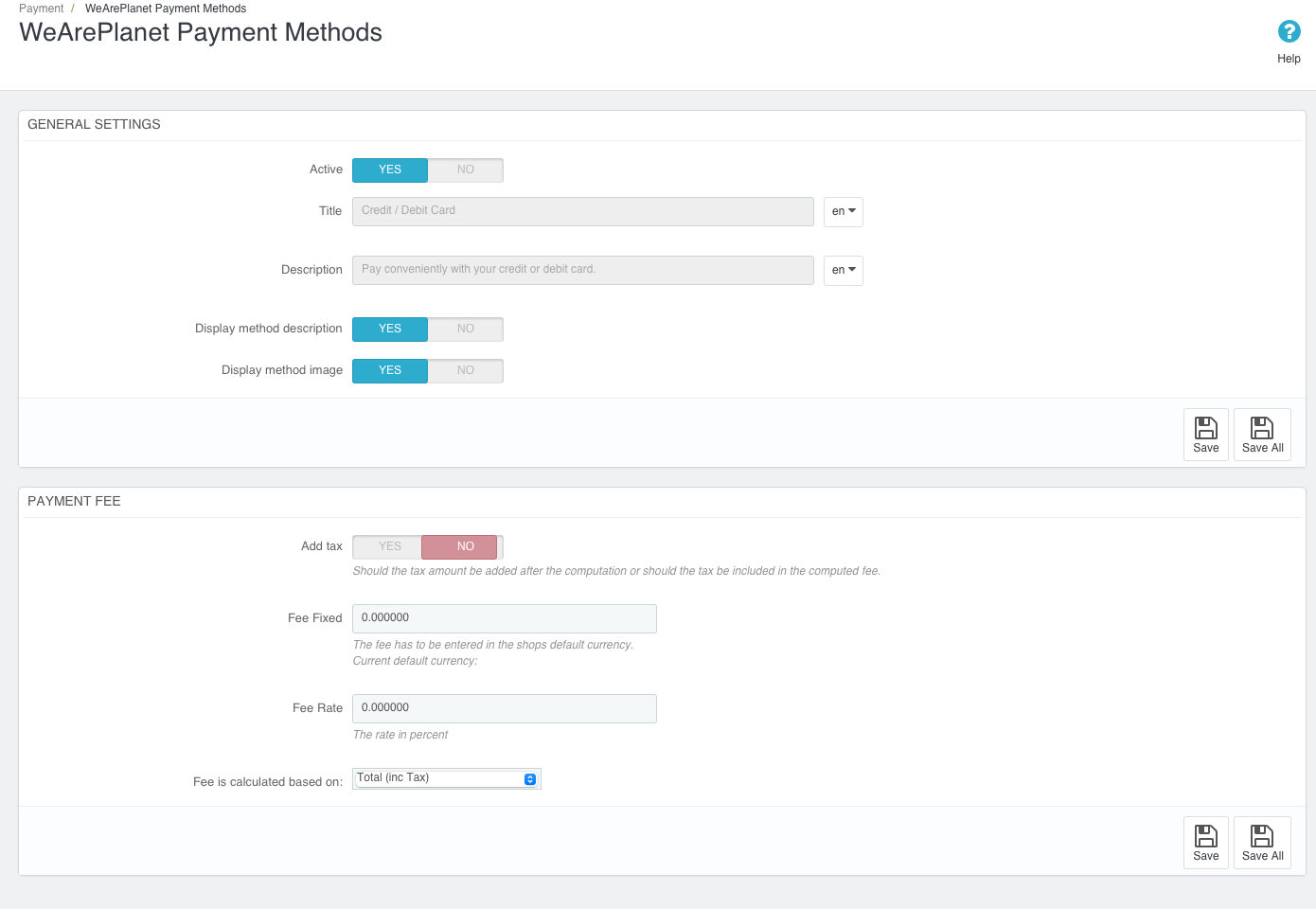 Method Settings