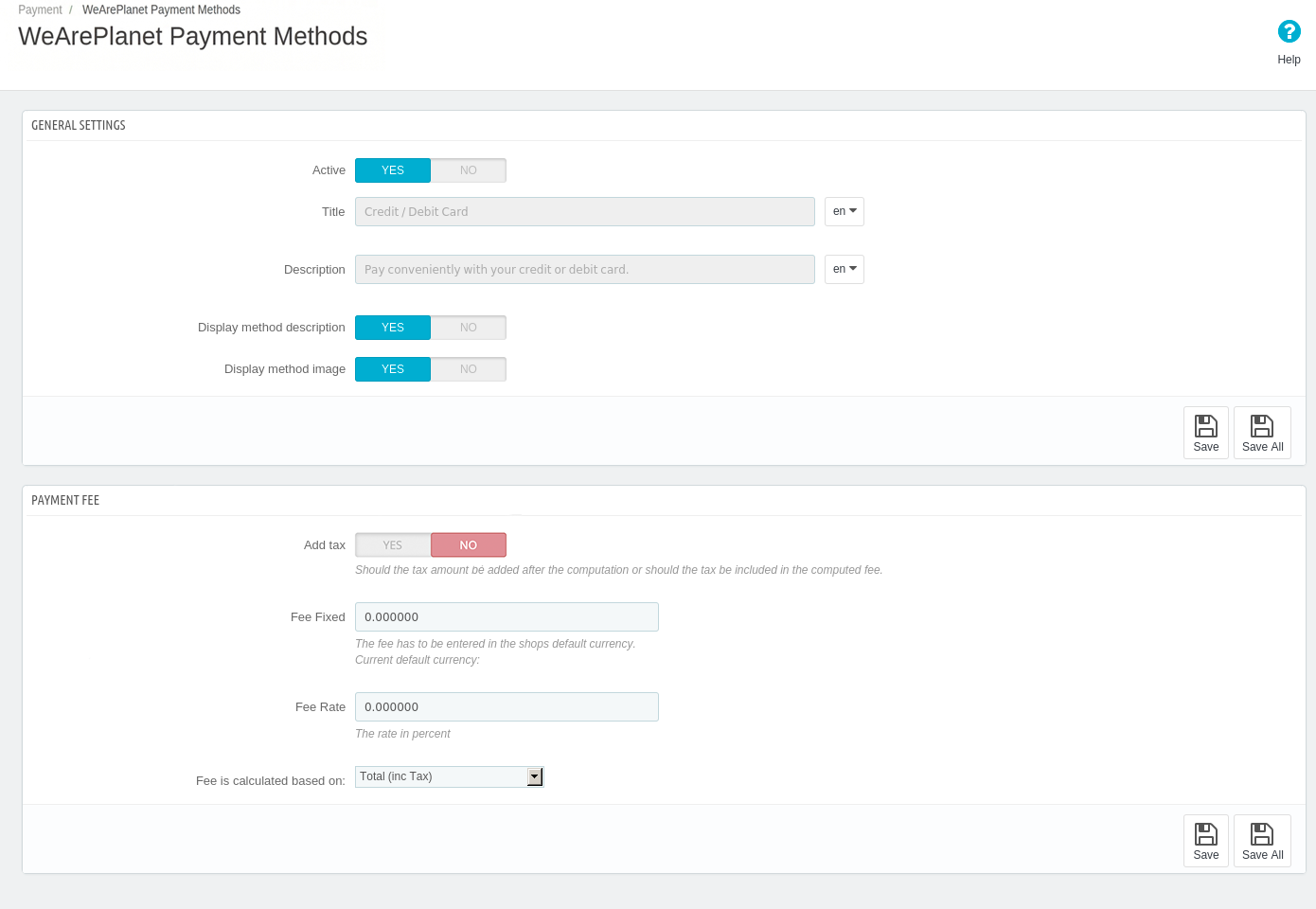 Method Settings
